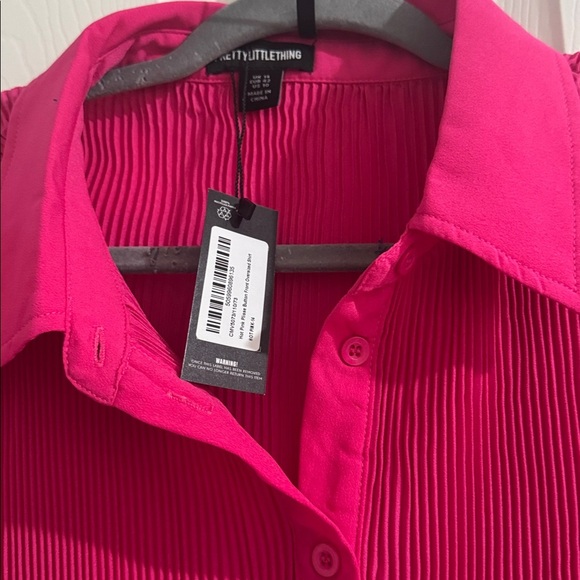 Women's Pink Button-Up Blouse petty little thing size 10 oversized - Picture 6 of 9